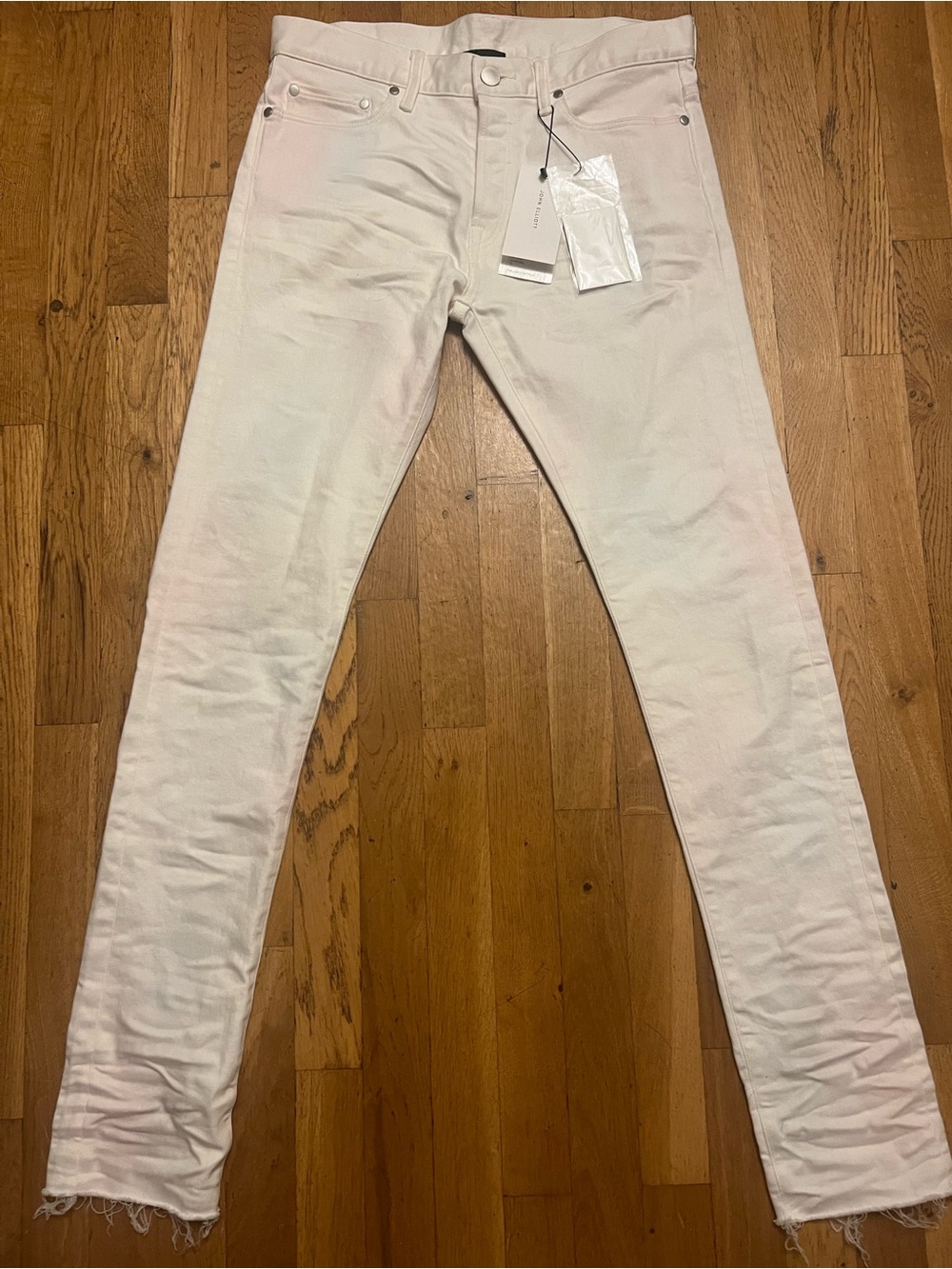 John Elliott White skittles Denim Jeans with new Branded Tags